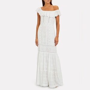 LoveShackFancy Niko Ruffle Eyelet White Maxi Dress